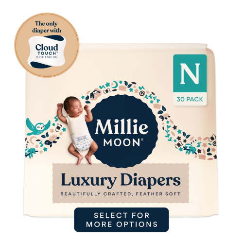 Millie Moon Luxury Diapers, Size Newborn, 30 Count (Select for More Options)