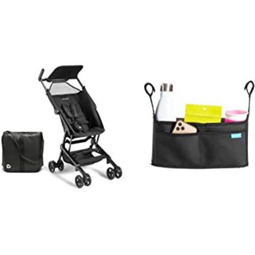 Munchkin® Sparrow™ Ultra Compact Lightweight Travel Stroller for Babies & Toddlers and Stroller Organizer Bag, Black