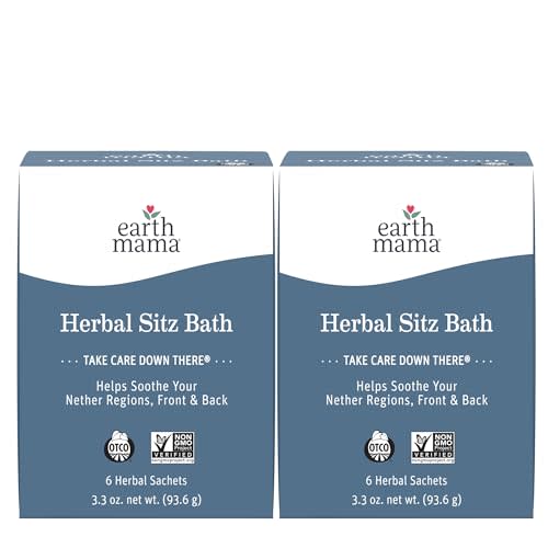 Earth Mama Herbal Sitz Bath | Pregnancy & Postpartum Essentials, Soothing Sitz Bath for Hemorrhoids with Witch Hazel, & Calendula, 6-Count (2-Pack)