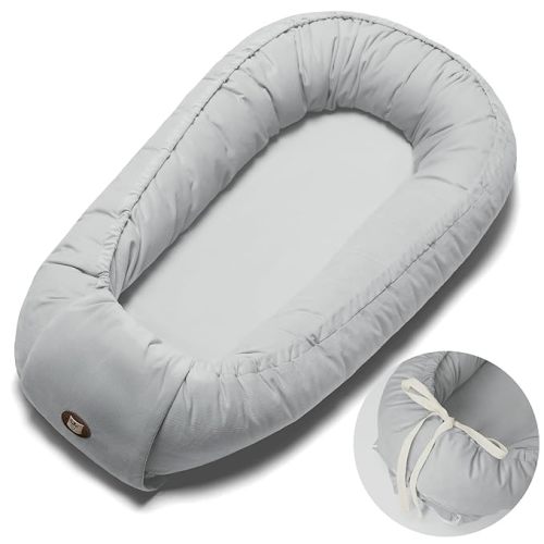 Baby Lounger, Adjustable Baby Lounger for Newborn 0-24 Months, Breathable & Soft Infant Lounger, Tummy Time Baby Lounger for Home and Travel, Baby Girls & Boys Babies Stuff, Grey