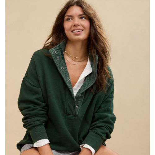 Aerie Getaway Quarter Snap Sweatshirt