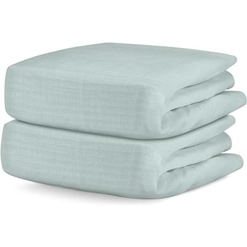Newton Baby Organic Fitted Crib Sheets (2-Pack) - 100% Breathable and Ultra-Soft, 100% Organic Muslin Cotton, Sage, Fits All Standard Cribs