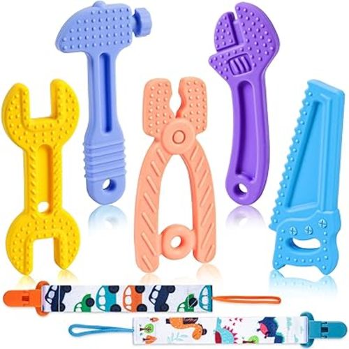 HONGTEYA Teething Toys for Babies 0-6 Months and 6-12 Months, Silicone Baby Teether Freezer, BPA Free Baby Tool Teething Toys, Teether Set for Infant Boys and Girls