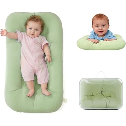 Baby Lounger for Infants Babies 0-12 Months, Bionic Organic Lounger, Soft Cotton Breathable Infant Floor Seats & Loungers for Newborn Baby Shower Gifts (Light Green)