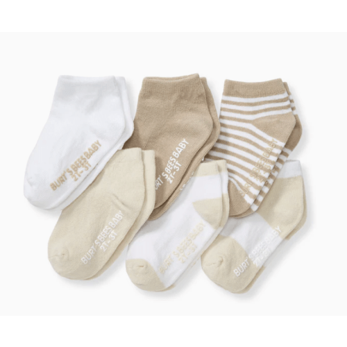 Solid & Stripes Organic Cotton Baby Ankle Socks 6 Pack - Oat – Burt's Bees Baby