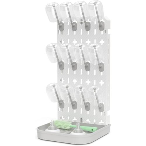 Baby Bottle Drying Rack Bottle Dryer Rack for 12 Bottle Drying Rack Space Saving Kitchen Countertop Vertical Cup Drainer Rack Detachable Baby Bottle Holder Storage Organizer Pump Part Dryer Rack Grey