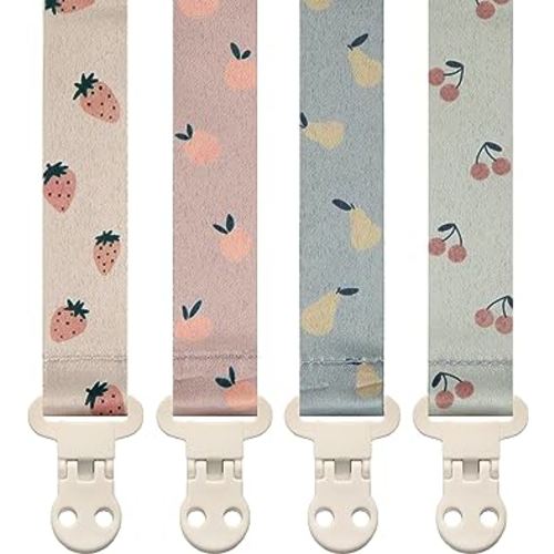Baby Pacifier Clip Leash Soothie Holder Unisex for Girl or Boy 4 Pack Gift Set Universal Fit