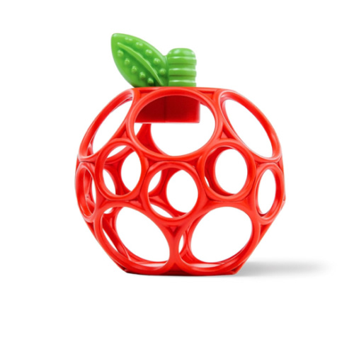 Bright Starts Oball Easy Grasp Red Apple Teether Toy, Hold My Own Collection, BPA Free, Unisex, Newborn and Up