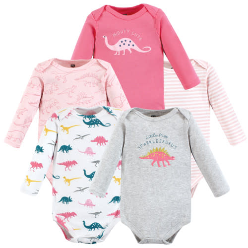 Hudson Baby Infant Girl Cotton Long-Sleeve Bodysuits, Sparklesaurus : Size- 3-6 months