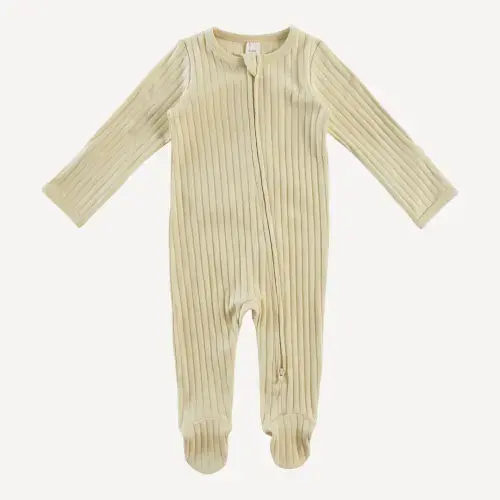 long sleeve two way zipper footie | mushroom cap | classic rib – kate quinn