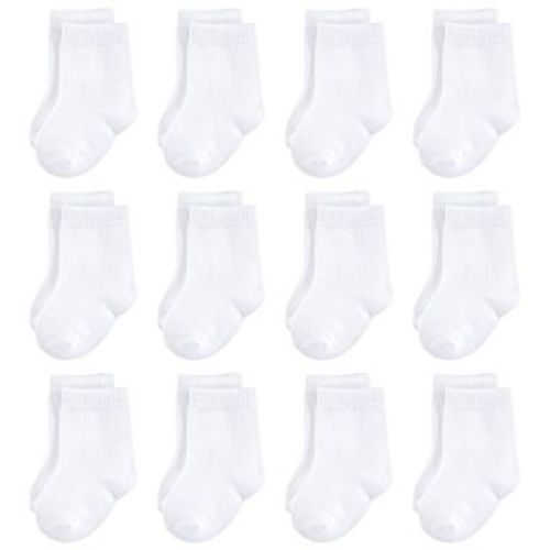 Touched by Nature Baby Organic Cotton Socks, White 12-Pack, 0-6 Months