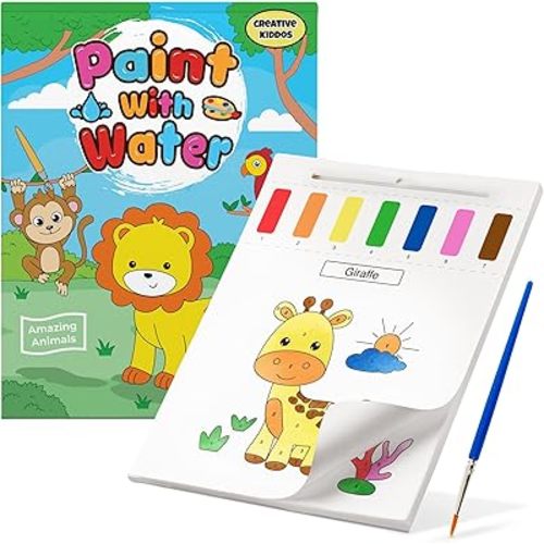 Paint With Water Coloring Book for Toddlers: Mess Free Kids Watercolor Painting Activity Kit - Arts and Crafts For Ages 2 3 4 5 6 Years Old - Animals - Pocket Travel Book, Gift Toy, Stocking Stuffers