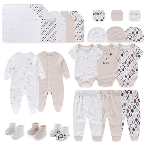 JELYLOVE Unisex Baby Boy Girl Layette Sets 22 Packs New Born Boy Girl Clothes Infant Essentials
