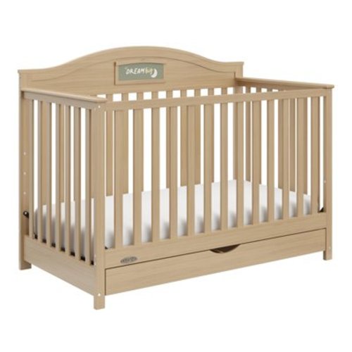 Graco Story 5-in-1 Convertible Baby Crib with Drawer and Reversible Headboard, Driftwood