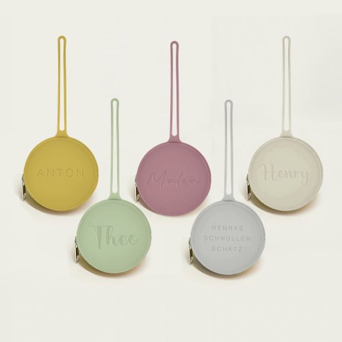 Zippered pacifier box with personalization engraving storage made of silicone with name personalization ideal as a gift practical
