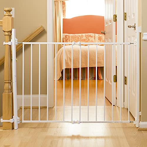 Qdos Safety Extending SafeGate Baby Gate Meets Tougher European Standards Angle Mount Capable Templates for Easy Installation Safe for Top of Stairs Fits openings 26" 41" Hardware Mount, White