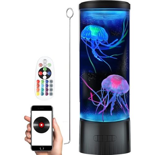 CALOVER Jellyfish Night Light Lamp with Bluetooth Speaker White Noise Large Size Smart Sensory Synthetic Jelly Fish Tank Mood Lamp, Cool Birthday Christmas All Holiday Gifts for Adults Kids