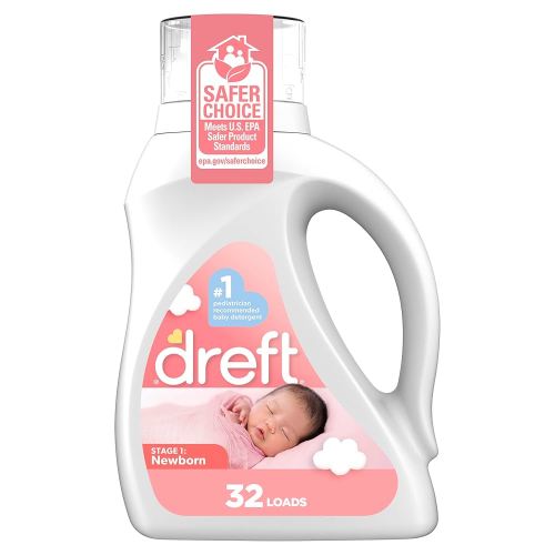 Dreft Stage 1 Newborn Baby Liquid Laundry Detergent, Gentle on Sensitive Skin, HE Compatible, 32 loads