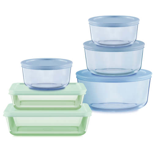 Pyrex® Simply Store® Tinted 12-piece Storage Set with Plastic Lids, Gr