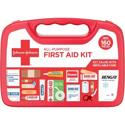 All-Purpose Portable Compact First Aid Kit for Minor Cuts, Scrapes, Sprains & Burns, Perfect for Home, Car, Travel, Camping Essentials & Outdoor Emergency Kit, 160 Pieces