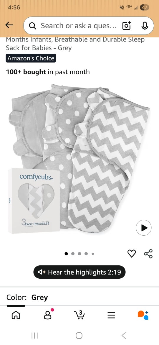 Amazon.com: Comfy Cubs Easy Swaddle Blanket, 3 Pack - 100% Cotton Newborn Wrap, Small for 0-3 Months Infants, Breathable and Durable Sleep Sack for Babies - Grey : Baby