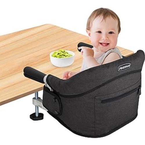 Hook On High Chair, Jozzve Baby High Chair, Portable High Chair for Travel, Foldable Fast Table Chair with Storage Bag, Baby Feeding Seat Clip On High Chair for Home and Travel (Black)