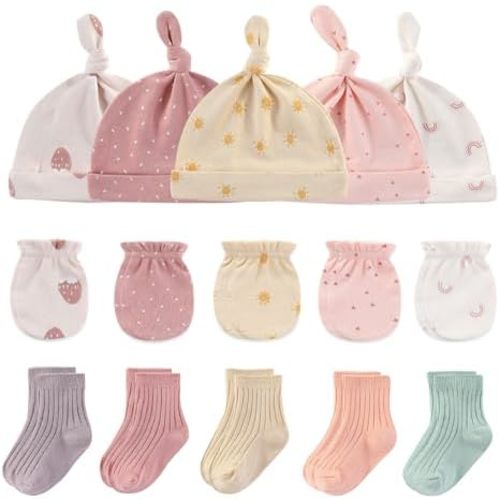 Baby Hats Mittens and Socks Set Cotton Newborn Hat Beanie Soft Infant Girls Boys Caps Gloves 0-6 month
