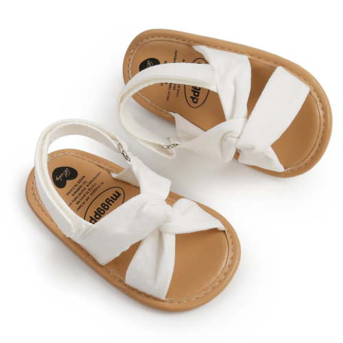 URMAGIC Baby Girls Anti-Slip First Walker Shoes Flat Sandals, White, 0-18M