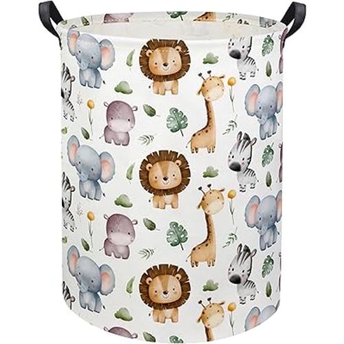 HIYAGON Baby Laundry Hamper Basket Baby Hamper for Nursery Boy and Girl Cute Kids Toys Storage Bin Organizer Animal Room Decor(Animal)