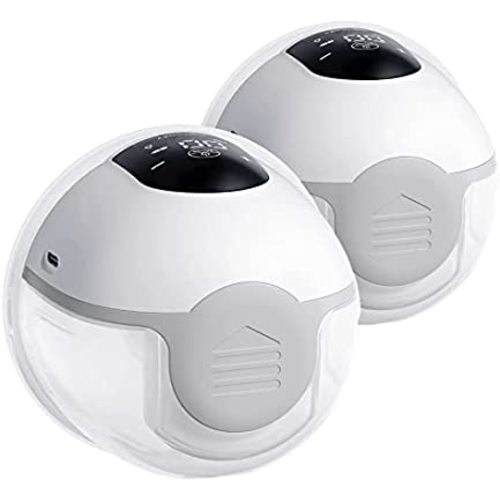 Momcozy Double Wearable Breast Pump M1, LCD Hands-Free Breast Pump with 3 Modes and 9 Levels, Low Noise & Painless Pumping, Portable All-in-One Breastfeeding Breast Pump, 27mm (2 Count, Grey)