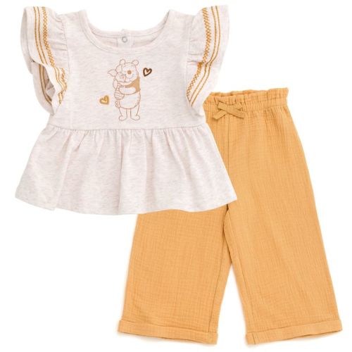 Disney Winnie the Pooh Piglet Infant Baby Girls Peplum Tank Top and Cotton Gauze Pants Outfit Set 24 Months