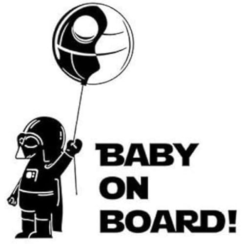 Darth Vader Baby on Board Star Wars Sticker Decal for Laptop Car Windows Room (5.5" inches, Black)
