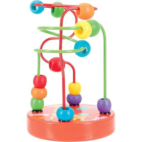 Nuby Colorful Mini Wooden Bead Maze Roller Coaster- Early Educational Toy