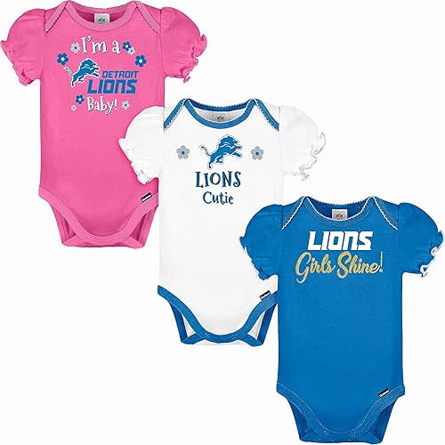 Gerber Baby Girls NFL Team 3 Pack Short Sleeve Onesie Bodysuit