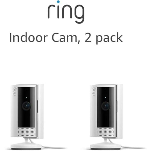 Ring Indoor Cam (2nd Gen) | latest generation, 2023 release | 1080p HD Video & Color Night Vision, Two-Way Talk, and Manual Audio & Video Privacy Cover | 2-pack, White