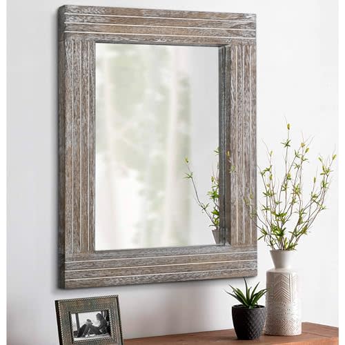 HLFMVWE Mirrors for Wall Rustic Wooden Frame Rectangle Mirror Vintage Hanging Mirror for Bedroom Bathroom Living Room Farmhouse Wall Decor Large 20" x 16 "