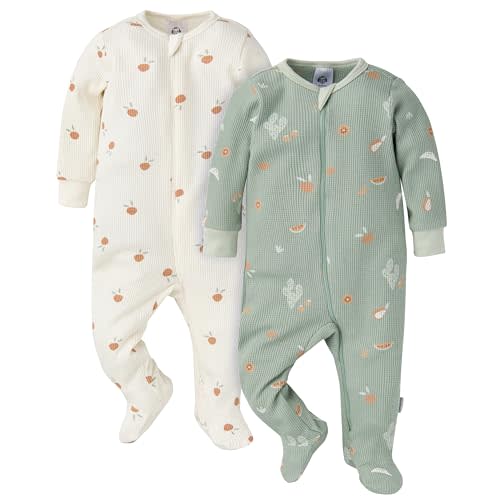 Gerber Unisex Baby 2-pack 2-way Zip Thermal Footed Sleep 'N Play