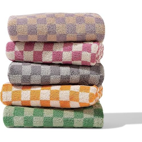 Luxurious Soft Cotton Hand Towels Set of 5 - Soft, Absorbent, and Decorative for Bathroom, Kitchen, Spa, Gym, and More - 13 x 29 Inches - 5 Colors