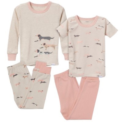 Gerber Baby Gender Neutral Long and Short Sleeve Pajamas Set, 4 Piece Set, Dog, 12 Months