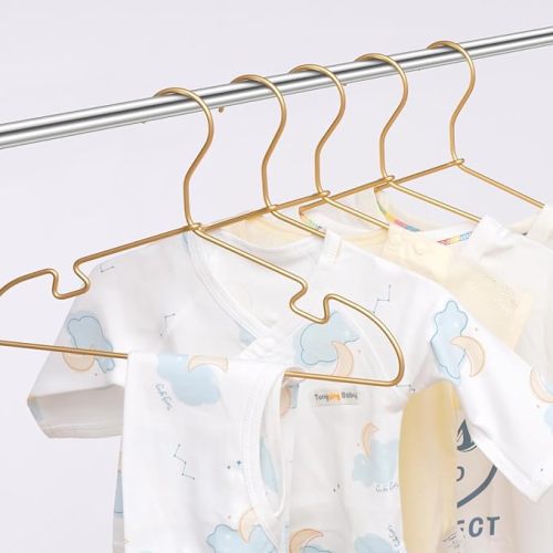 20 Pack Gold Aluminum Hanger, 12.6 Inch Children Baby Hanger, Sturdy Metal Children Clothes Hanger for Wardrobe, Space-Saving Toddler Hanger