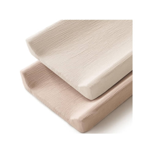 Changing Pad Cover for Neutral Baby Muslin Soft Cotton Diaper Changing Table Pad Cover Changing Pad Sheets for Girls and Boys - 2 Pack(Clay & Ivory)