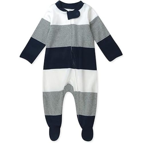 HonestBaby Sleep and Play Footed Pajamas One-Piece Sleeper Jumpsuit Zip-front PJs Organic Cotton for Baby Boys, Unisex