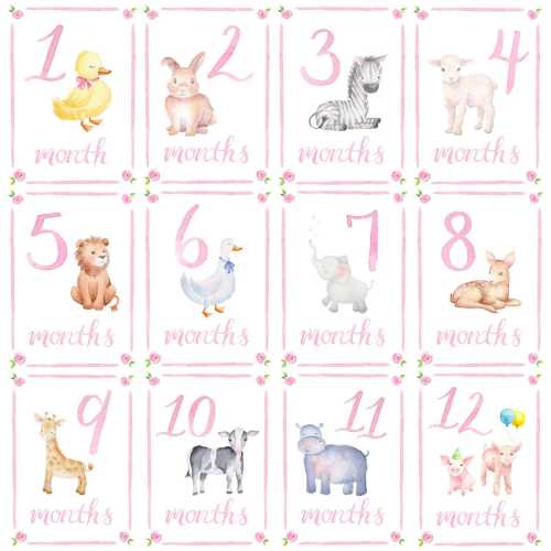 Baby Girl Milestone Cards | Animal Milestone Cards | Monthly Baby Milestones