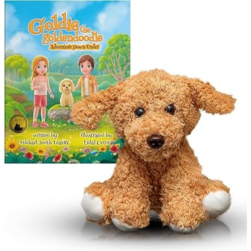 Goldie The Goldendoodle - Award Winning Children's Book & Stuffed Dog Plushie Set - Eye-Catching Full Color Illustrations - Dog Stuffed Animal & Kids Book Bundle for Ages 3-8 Years