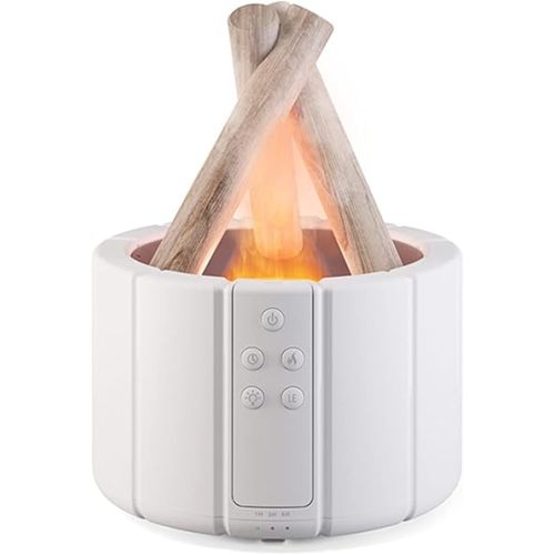 Campfire Flame Fire Diffuser, Bonfire Aromatherapy Essential Oil Diffuser, 250ml Wood Cool Mist Humidifier for Home,Bedroom,Office, Remote Control, Auto Shut-Off, Night Light, Gift (White)