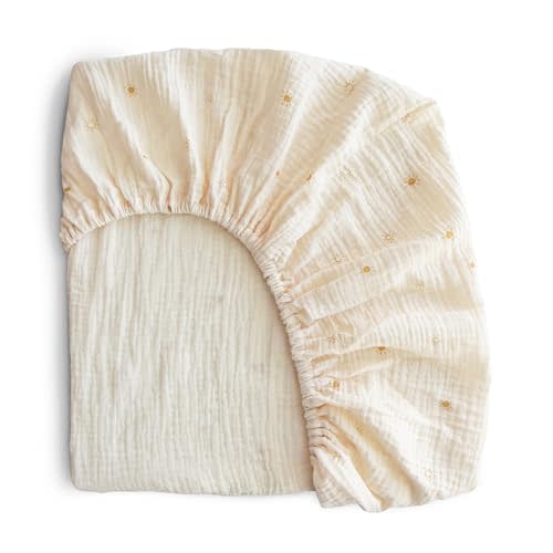 mushie Extra Soft Muslin Fitted Crib Sheet | 192 Thread Count | 28"x 52" (Sun)