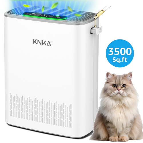 KNKA HEPA Air Purifiers for Home Large Room up to 3500 Sq.ft – Allergy & Pet Hair Relief, Air Quality Monitor, Auto/Turbo Mode, Essential Oil Diffuser, Ultra-Quiet