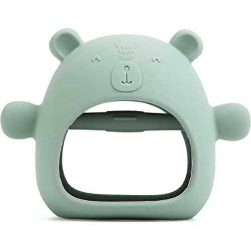 Teething Toys for Babies 0-6 Months, Never Drop Silicone Baby Teether, Hand Pacifier for Sucking Babies, Soothing Pain Relief, Best Chew Toy for Teething Baby,Teething Mitten for New Born-Morandi Cyan
