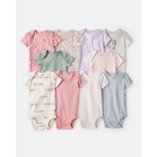 Baby Girl 10-Pack Short-Sleeve Multipack Bodysuits - Pink/Green/Blue
 | Carter's