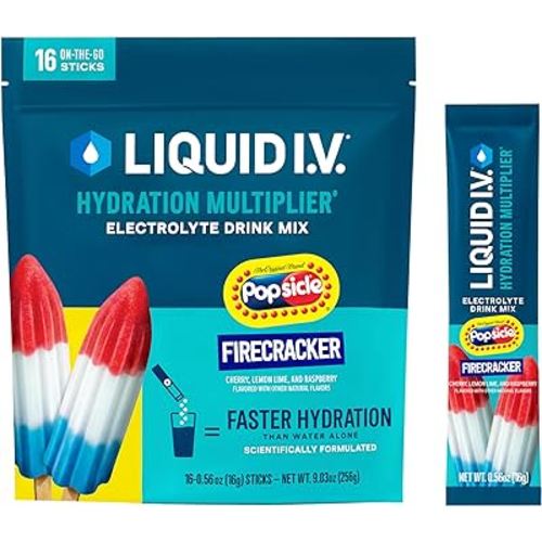 Liquid I.V.® Hydration Multiplier - Popsicle Firecracker | Electrolyte Powder Drink Mix | 1 Pack (16 Servings)